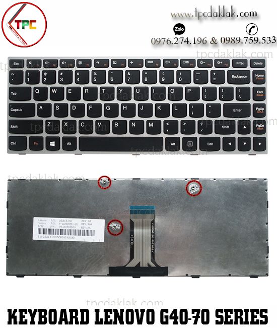 Bàn phím Laptop Lenovo Ideapad G40-70, g40-70m, V3000, Z41-70, 300-14ISK, Flex2-14a ( Viền Bạc )